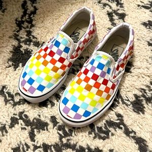 Vans Slip Ons Rainbow Checkerboard
